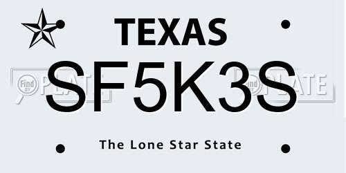 SF5K3S Texas License Plate