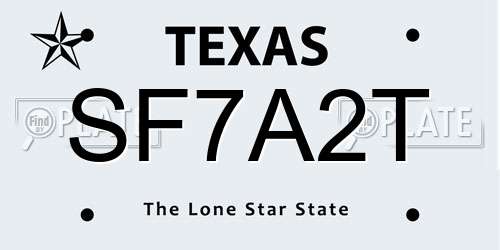 SF7A2T Texas License Plate