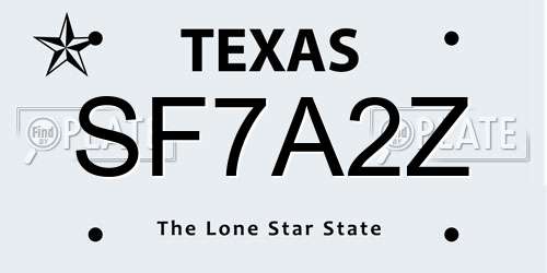 SF7A2Z Texas License Plate