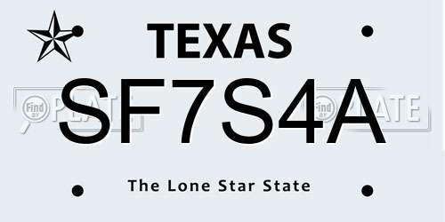 SF7S4A Texas License Plate