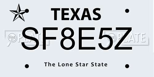 SF8E5Z Texas License Plate