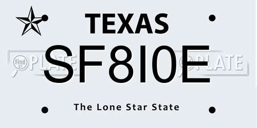 SF8I0E Texas License Plate
