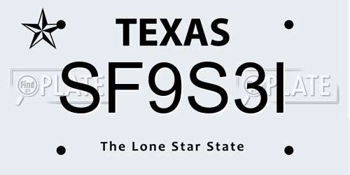 SF9S3I Texas License Plate
