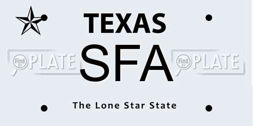 SFA Texas License Plate