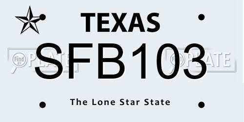 SFB103 Texas License Plate
