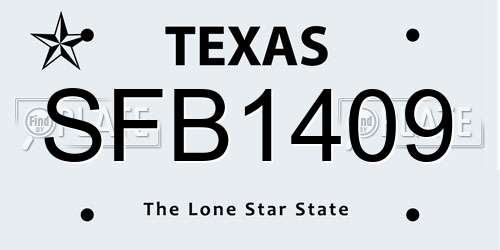 SFB1409 Texas License Plate