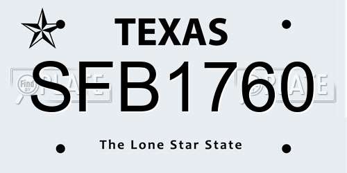 SFB1760 Texas License Plate