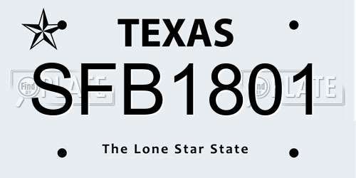SFB1801 Texas License Plate