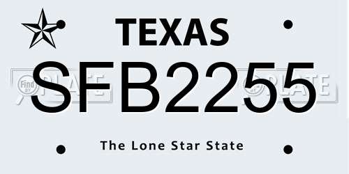 SFB2255 Texas License Plate