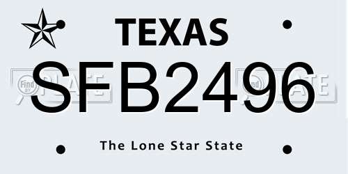 SFB2496 Texas License Plate