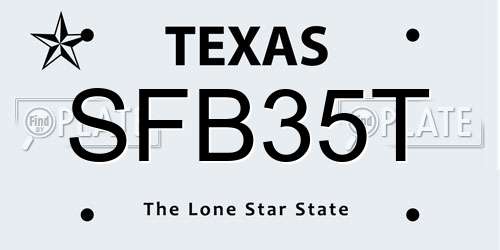 SFB35T Texas License Plate