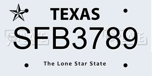 SFB3789 Texas License Plate