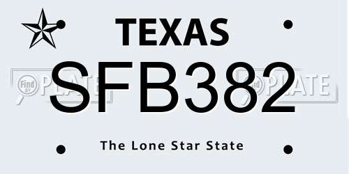 SFB382 Texas License Plate