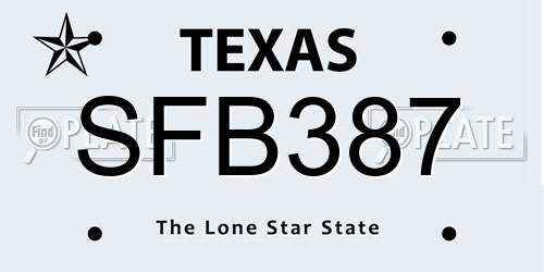 SFB387 Texas License Plate