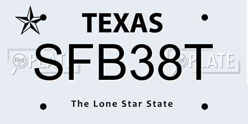 SFB38T Texas License Plate