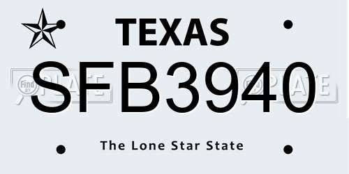 SFB3940 Texas License Plate