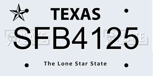 SFB4125 Texas License Plate