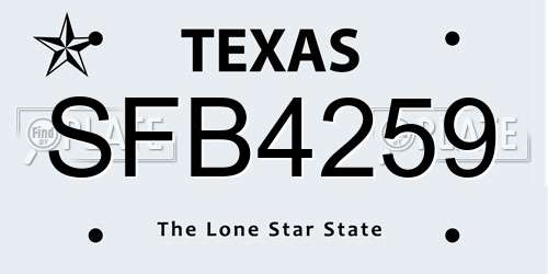 SFB4259 Texas License Plate