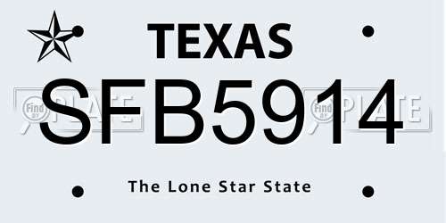 SFB5914 Texas License Plate