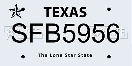 SFB5956 Texas License Plate