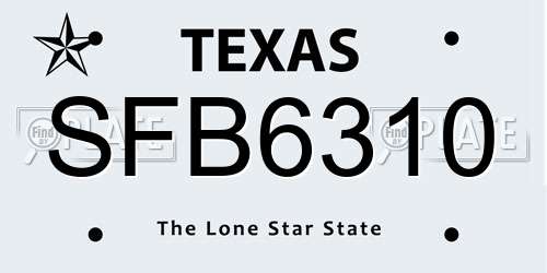SFB6310 Texas License Plate