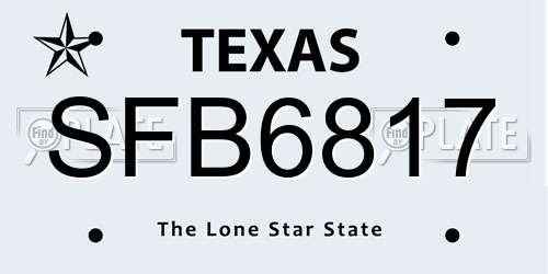 SFB6817 Texas License Plate