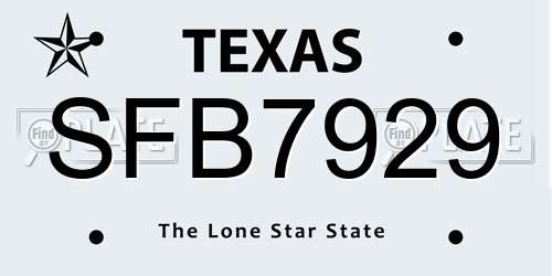 SFB7929 Texas License Plate