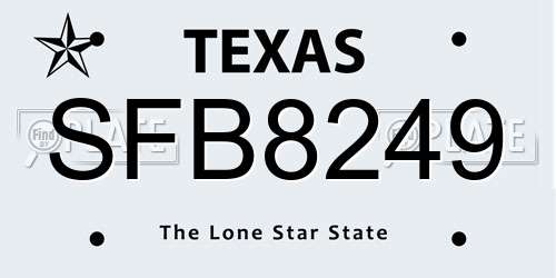 SFB8249 Texas License Plate