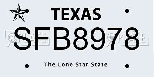 SFB8978 Texas License Plate
