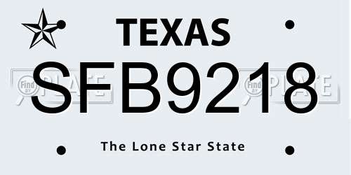 SFB9218 Texas License Plate
