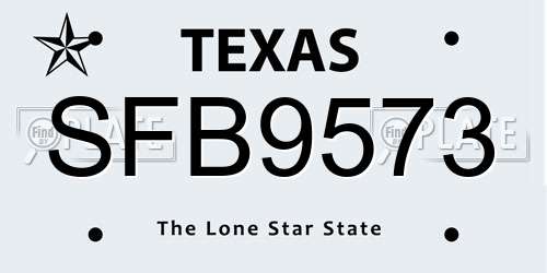 SFB9573 Texas License Plate