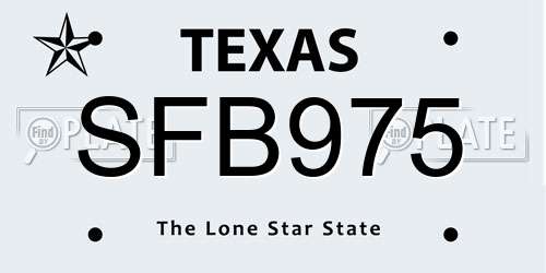SFB975 Texas License Plate