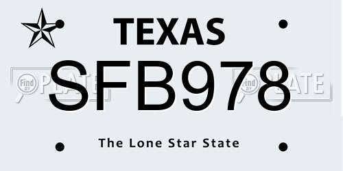 SFB978 Texas License Plate