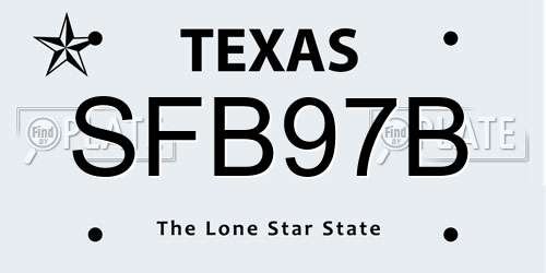 SFB97B Texas License Plate