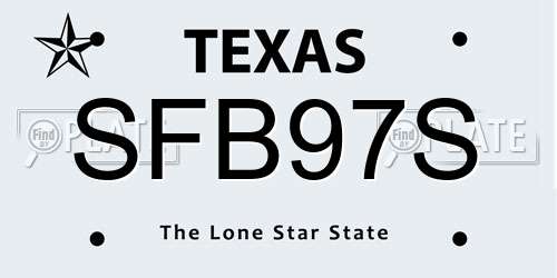 SFB97S Texas License Plate
