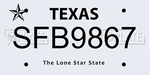 SFB9867 Texas License Plate