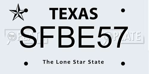 SFBE57 Texas License Plate