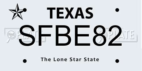 SFBE82 Texas License Plate