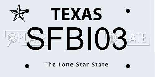 SFBI03 Texas License Plate