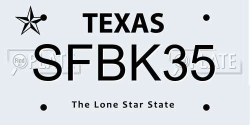 SFBK35 Texas License Plate