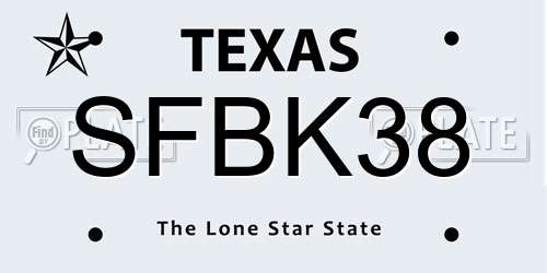 SFBK38 Texas License Plate