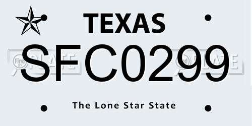 SFC0299 Texas License Plate