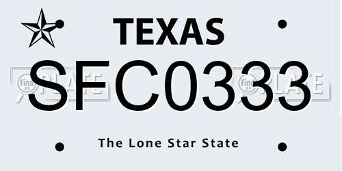 SFC0333 Texas License Plate