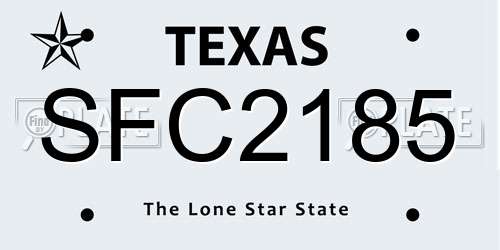SFC2185 Texas License Plate