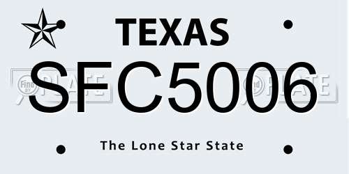 SFC5006 Texas License Plate