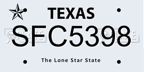 SFC5398 Texas License Plate