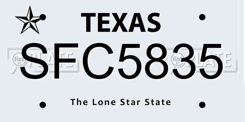 SFC5835 Texas License Plate