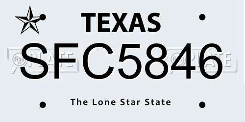 SFC5846 Texas License Plate