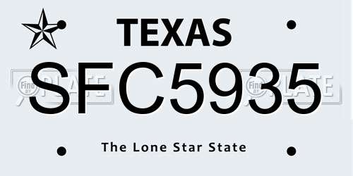 SFC5935 Texas License Plate