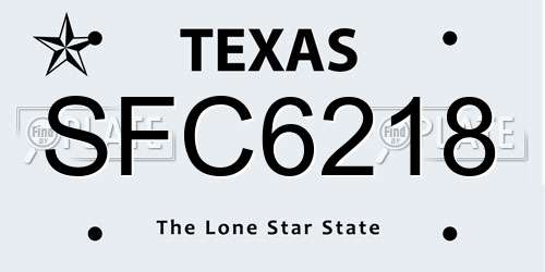 SFC6218 Texas License Plate